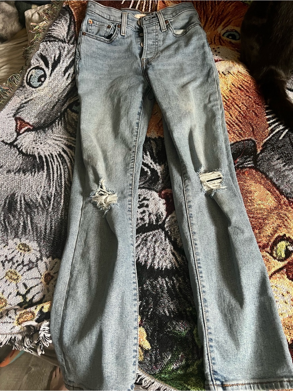Levi's Light Blue Distressed Flare Jeans